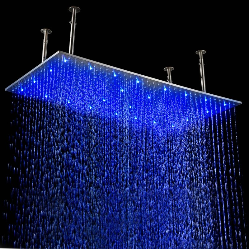 Oversized Rectangle LED Ceiling Rain Shower Head in Chrome