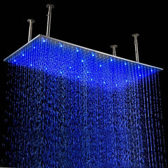 Oversized Rectangle LED Ceiling Rain Shower Head in Chrome