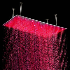 Oversized Rectangle LED Ceiling Rain Shower Head in Chrome