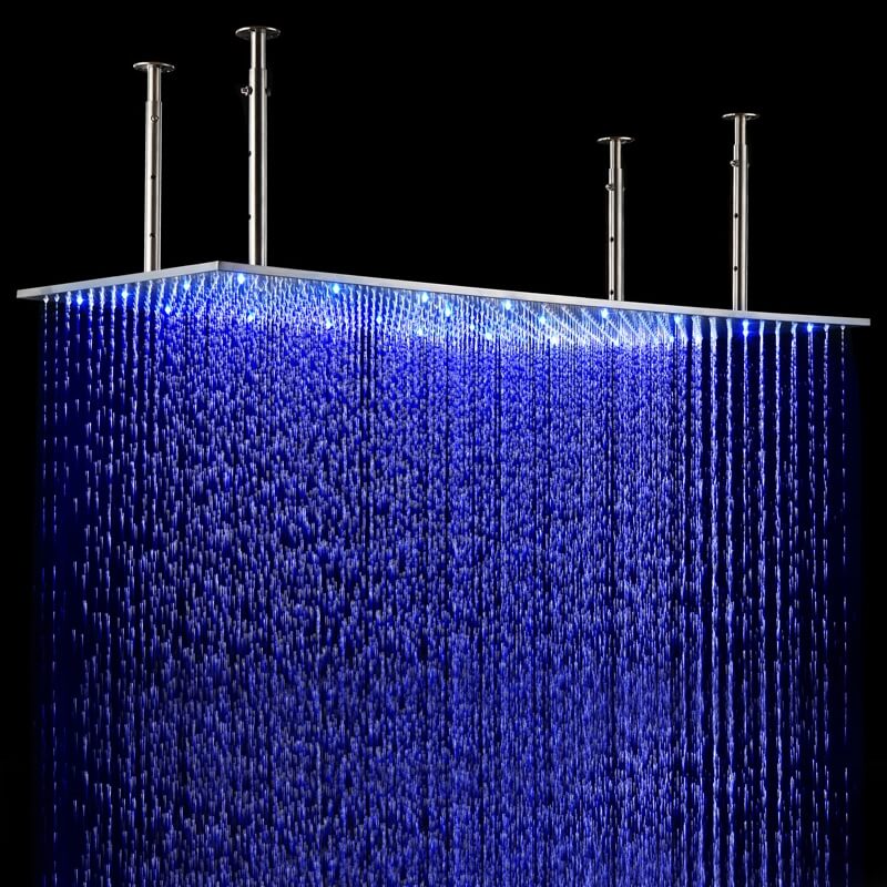 Oversized Rectangle LED Ceiling Rain Shower Head in Chrome