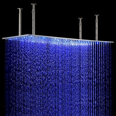 Oversized Rectangle LED Ceiling Rain Shower Head in Chrome