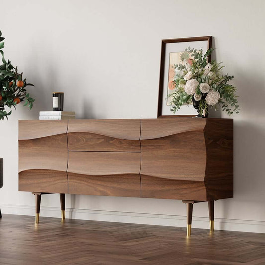 Pine Wood Top Sideboard With Stainless Steel Legs Main Product Image