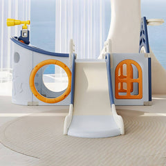 Pirate Ship Play Center with Slide, Telescope & Basketball Hoop
