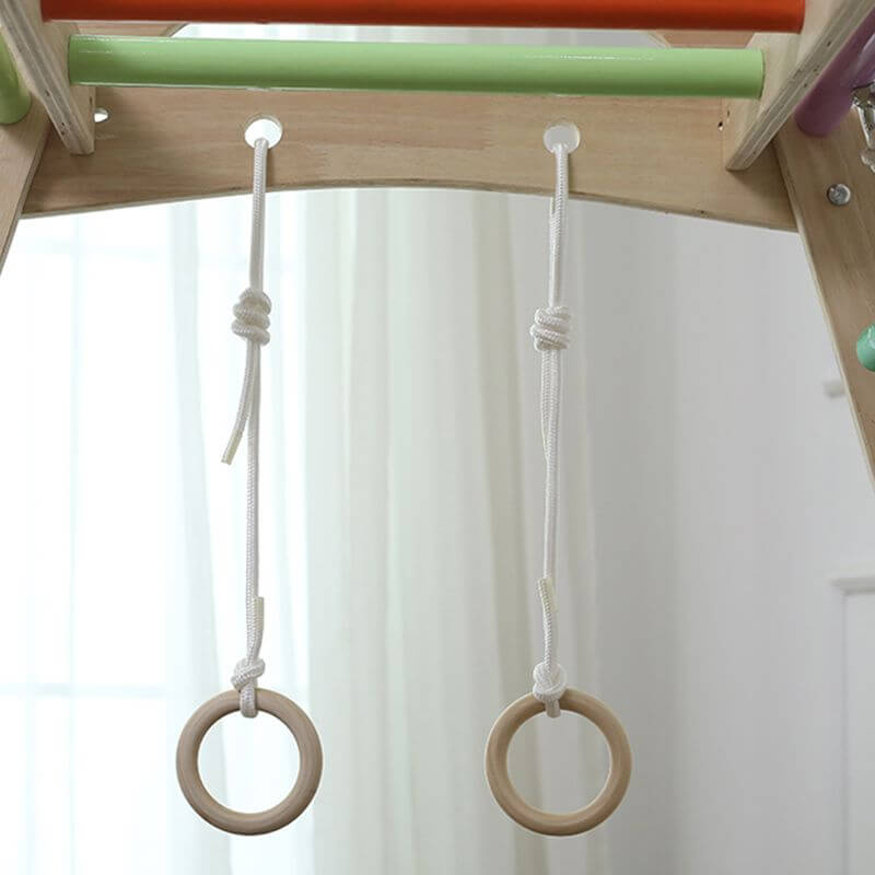 Rainbow-Hued Solid Wood Climber with Slide & Swing for Ages 5–8