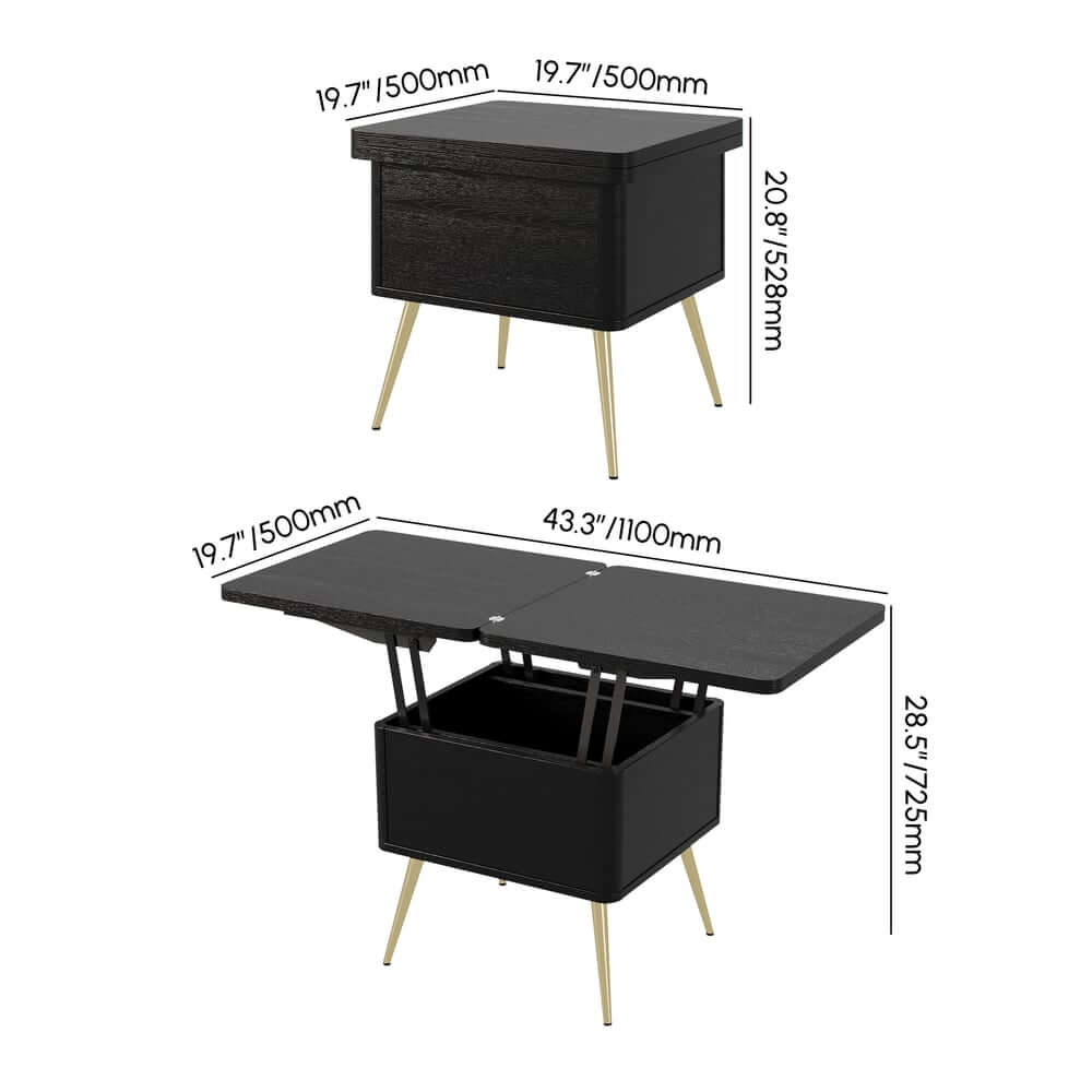 Rectangular Coffee Table With Pine Veneer Top Dimensions