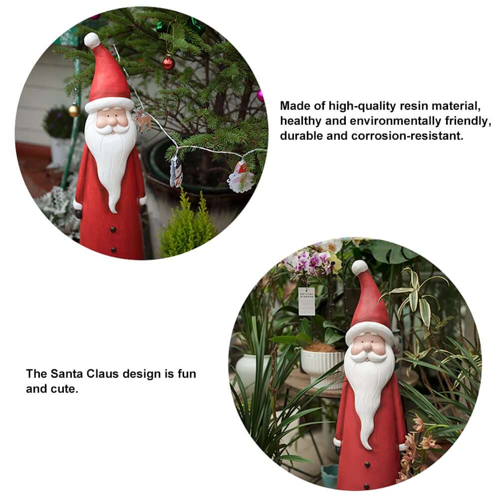 Red Modern Resin Santa Garden Statue - Outdoor Christmas Decor