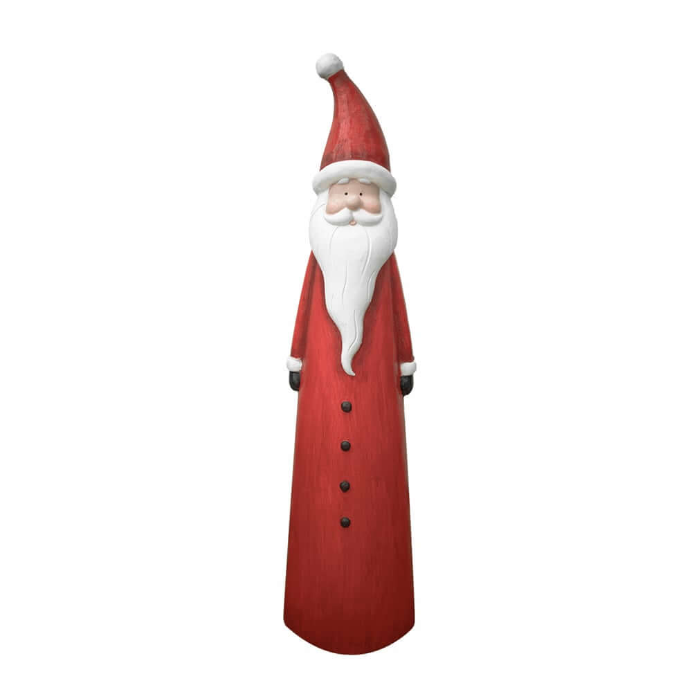 Red Modern Resin Santa Garden Statue - Outdoor Christmas Decor