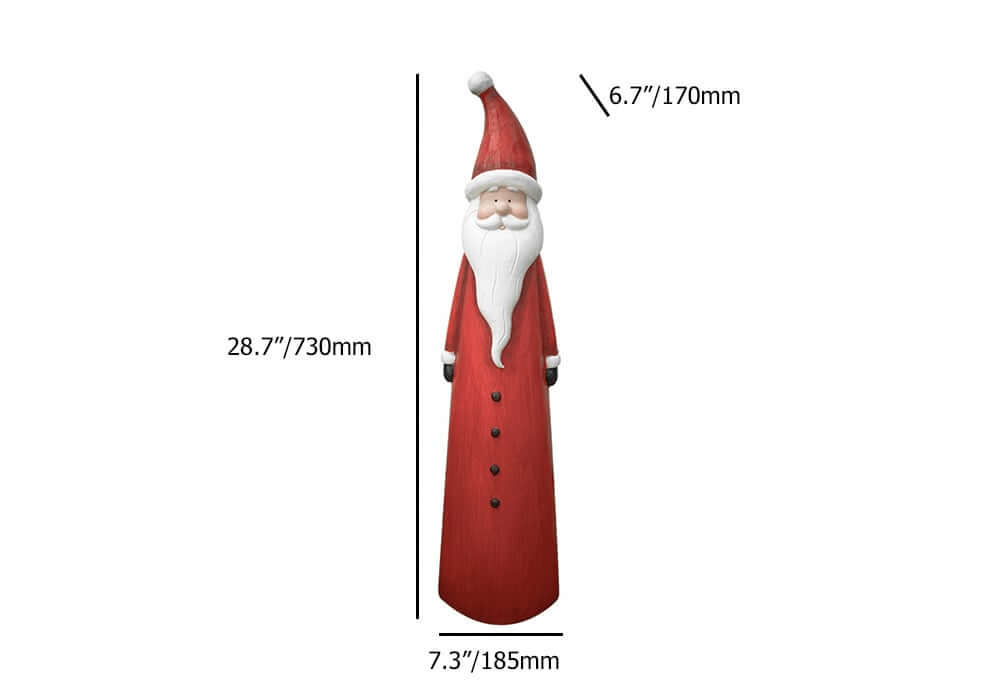 Red Modern Resin Santa Garden Statue - Outdoor Christmas Decor Dimensions