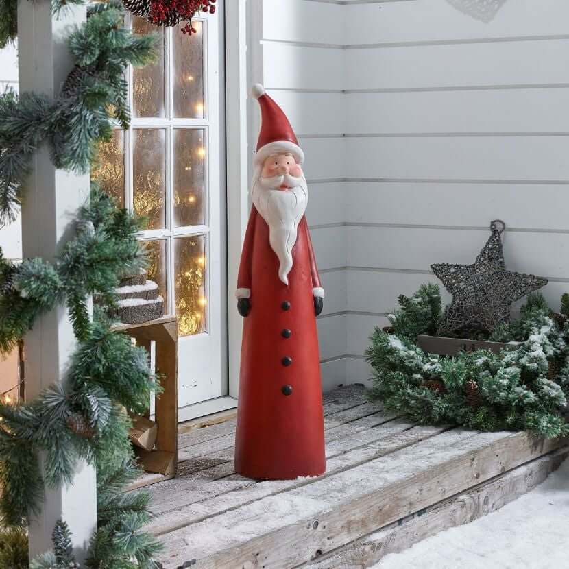 Red Modern Resin Santa Garden Statue - Outdoor Christmas Decor Main Product Image