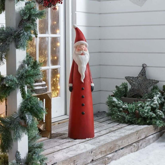 Red Modern Resin Santa Garden Statue - Outdoor Christmas Decor Main Product Image