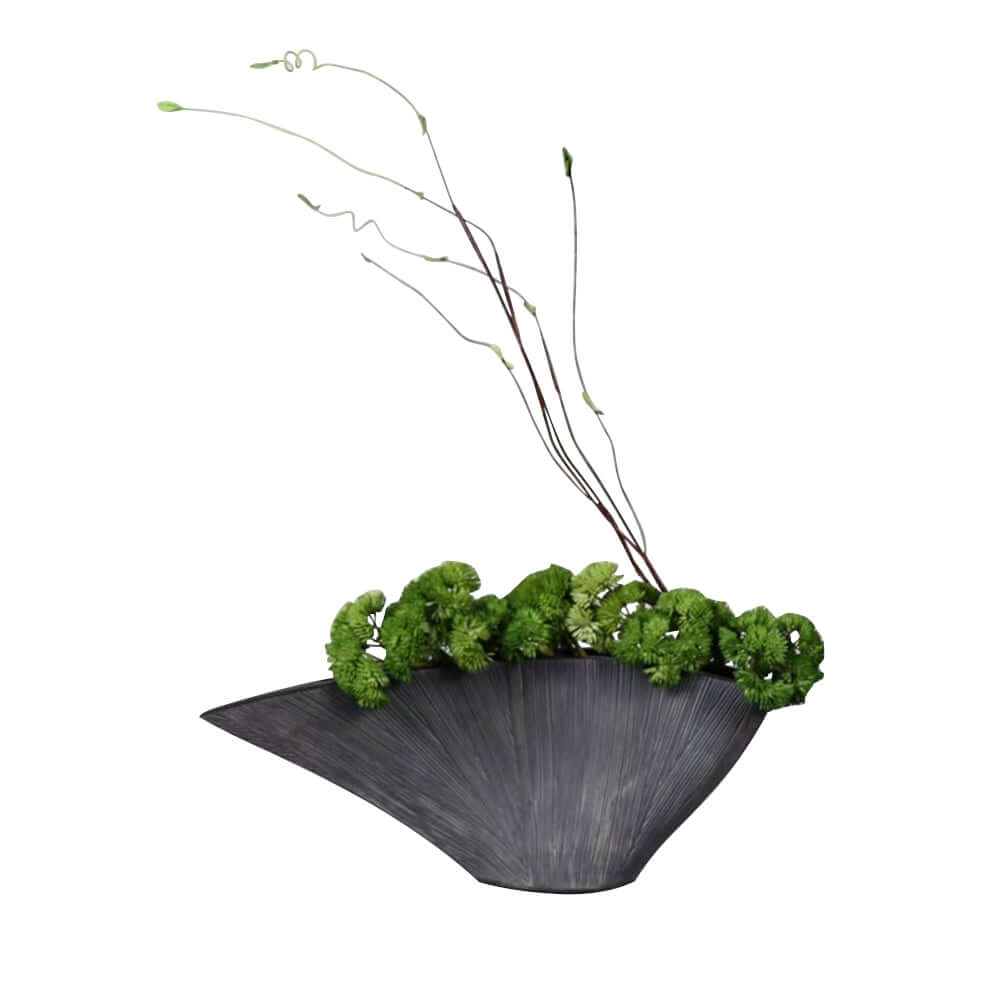 Resin Planter with Artificial Green Plant for Indoor Outdoor Decor