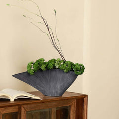 Resin Planter with Artificial Green Plant for Indoor Outdoor Decor