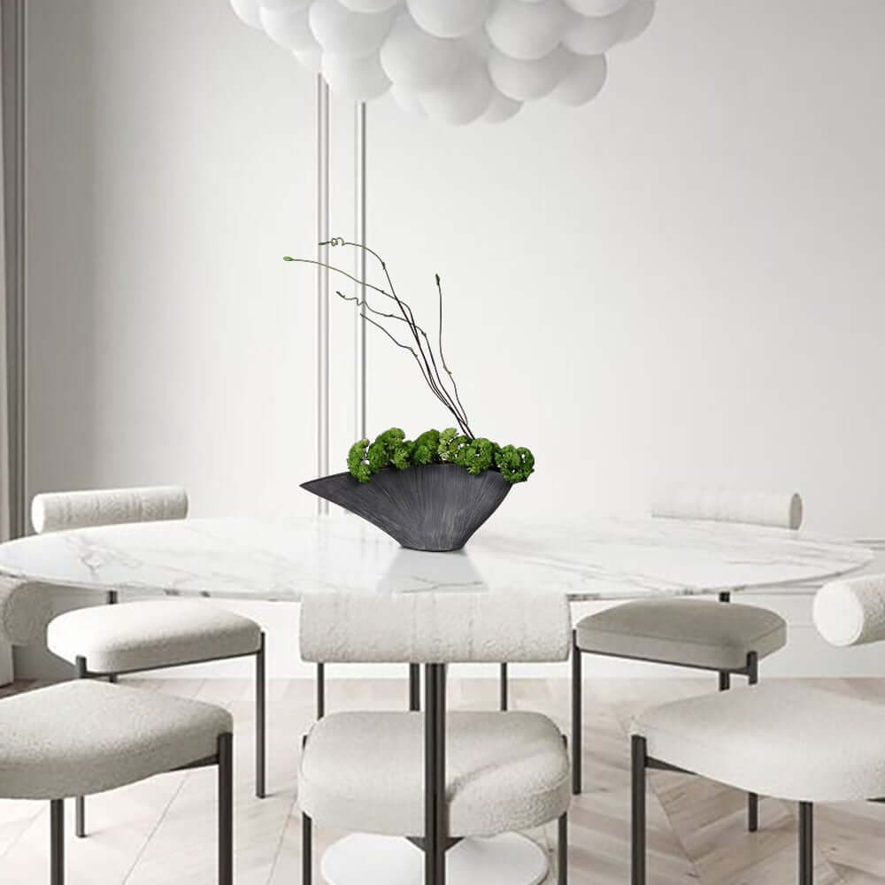 Resin Planter with Artificial Green Plant for Indoor Outdoor Decor