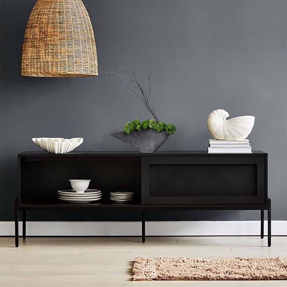 Resin Planter with Artificial Green Plant for Indoor Outdoor Decor