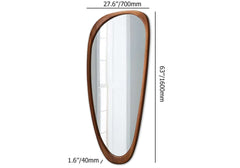 Retro Walnut Wood Full Length Wall Mirror with Irregular Shape Dimensions