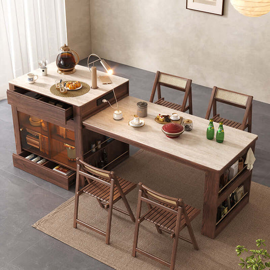 Rock Desktop Extendable Walnut Dining Table with Sintered Stone Top Main Product Image