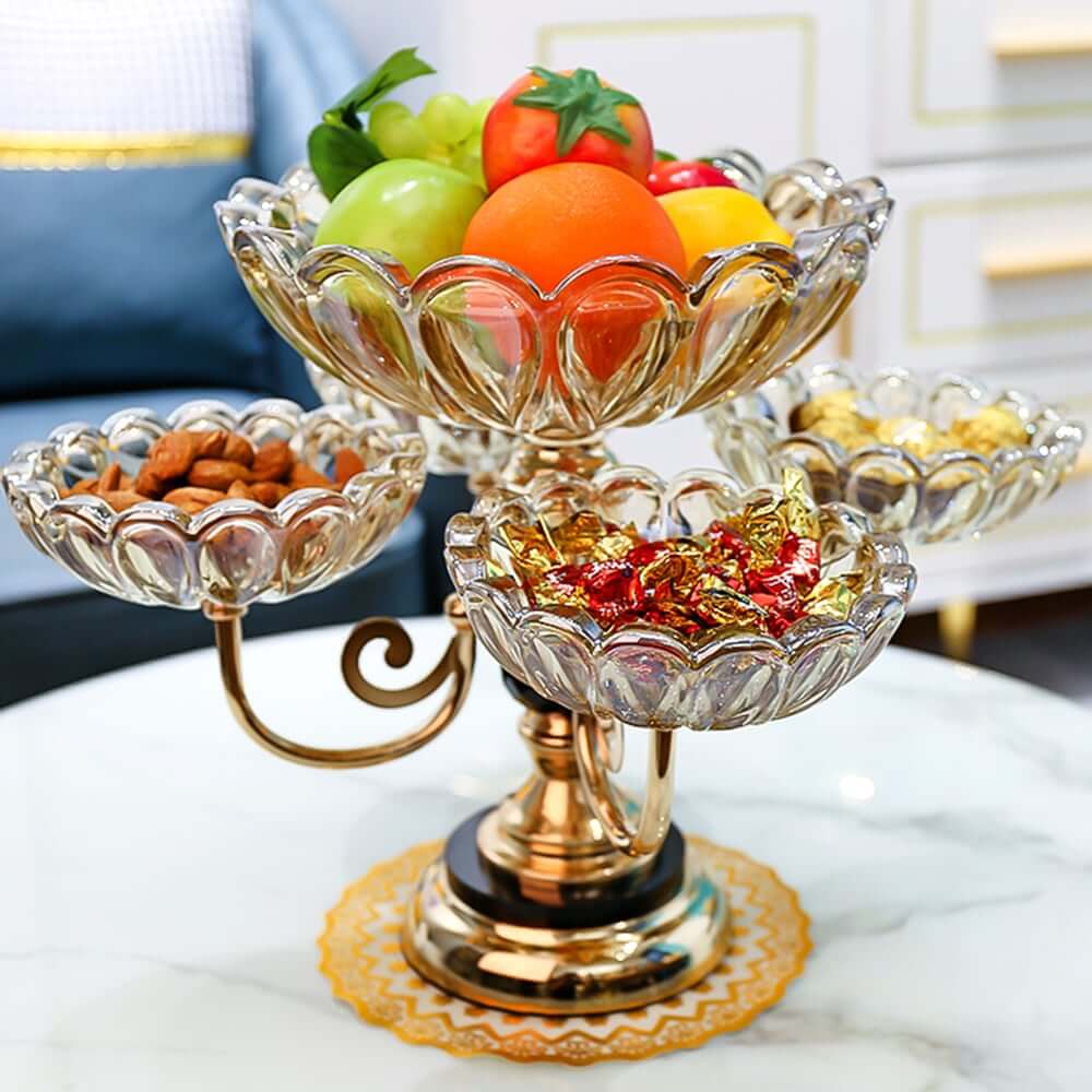 Rose Gold Abstract Metal Fruit Basket - Modern Decorative Storage