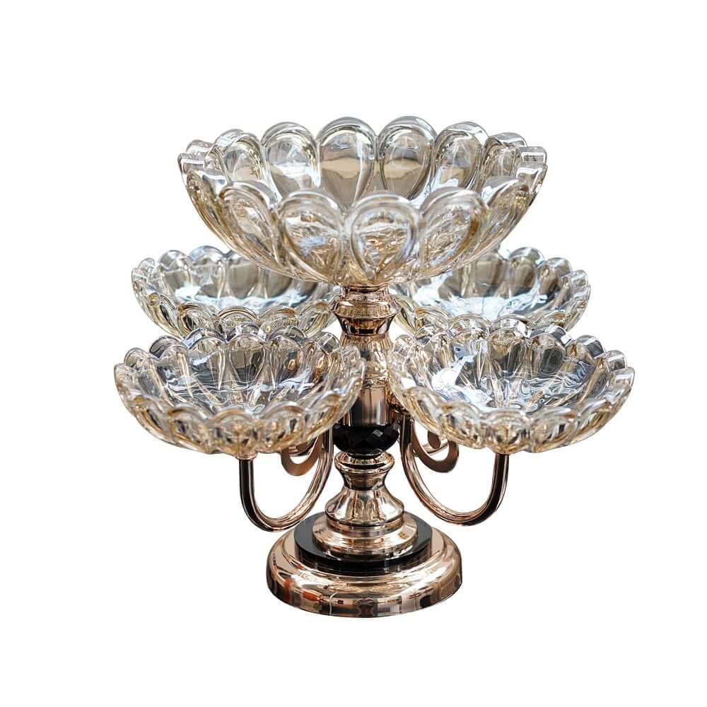 Rose Gold Abstract Metal Fruit Basket - Modern Decorative Storage