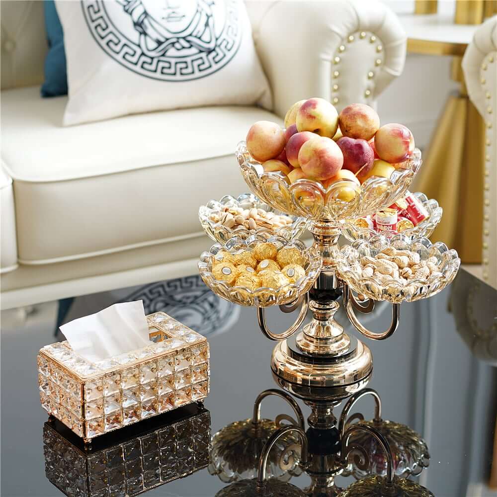 Rose Gold Abstract Metal Fruit Basket - Modern Decorative Storage