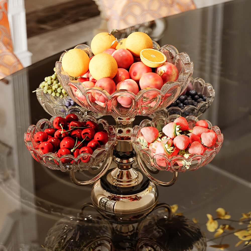 Rose Gold Abstract Metal Fruit Basket - Modern Decorative Storage