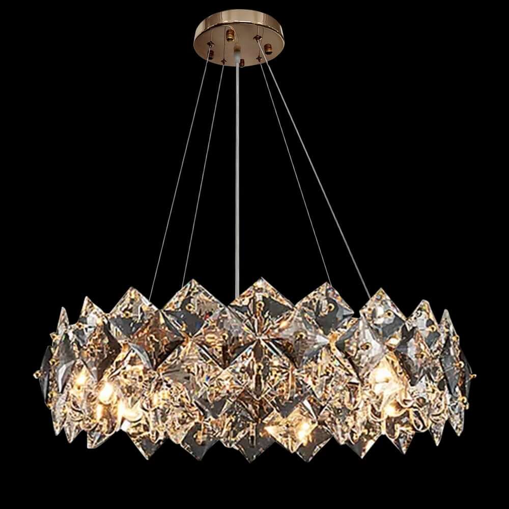 Rose Gold Crystal 6-Light Tiered Chandelier - Modern Elegance