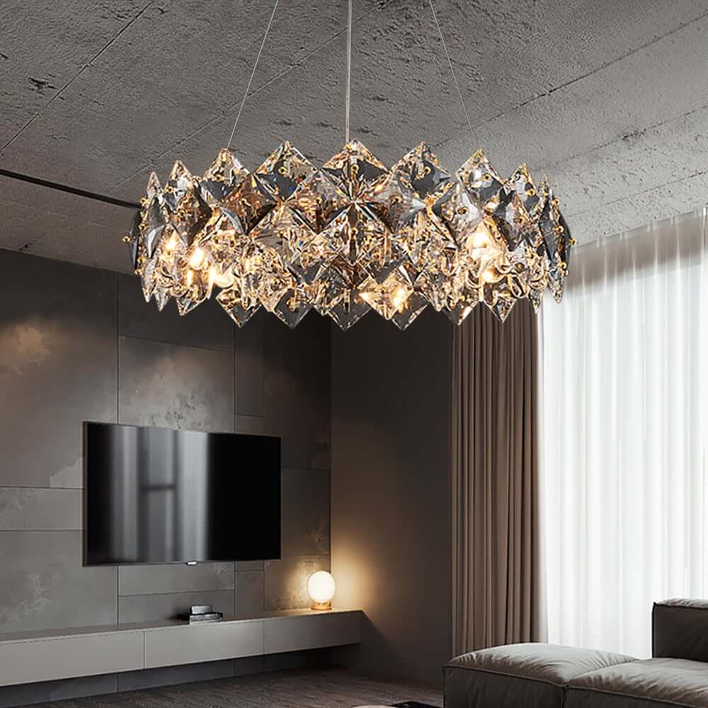 Rose Gold Crystal 6-Light Tiered Chandelier - Modern Elegance