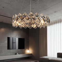 Rose Gold Crystal 6-Light Tiered Chandelier - Modern Elegance