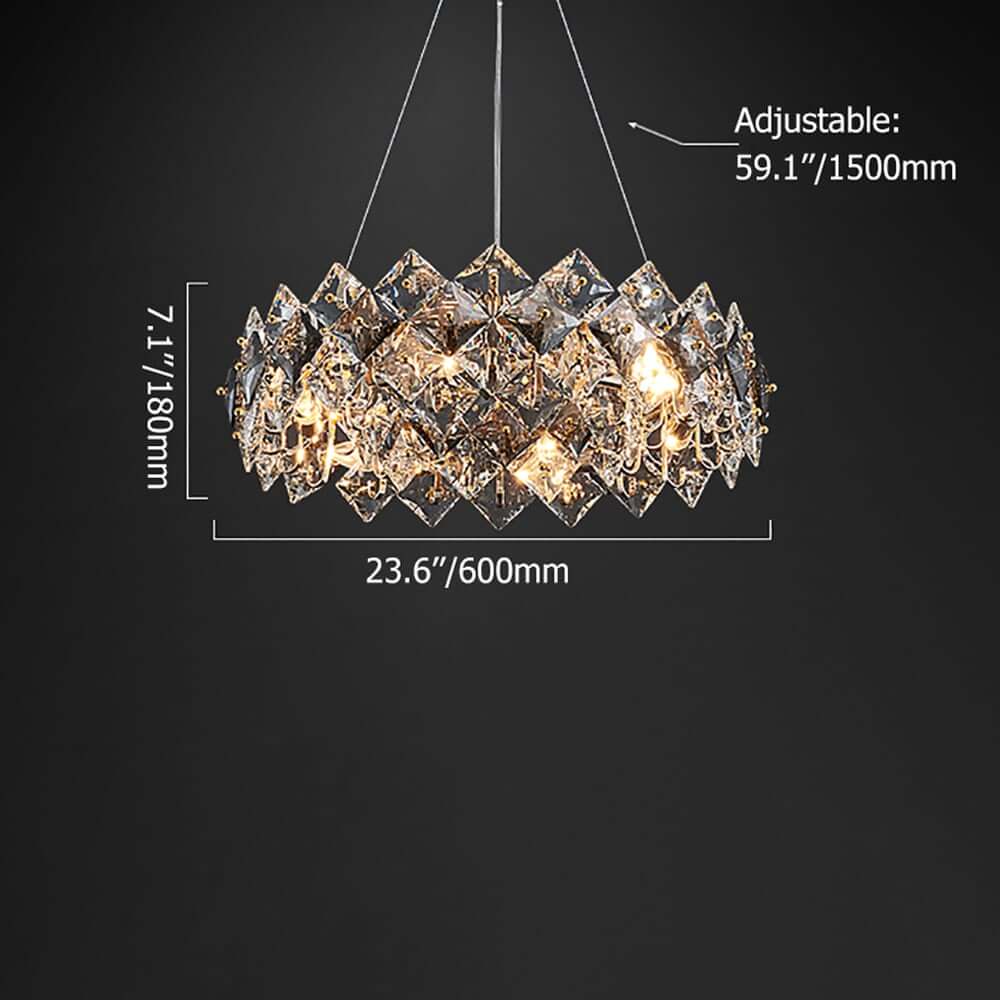 Rose Gold Crystal 6-Light Tiered Chandelier - Modern Elegance Dimensions
