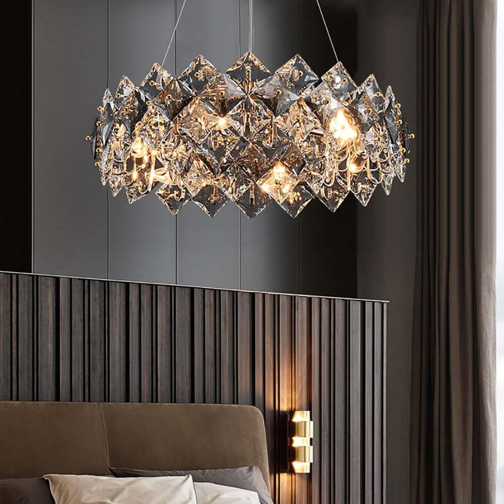 Rose Gold Crystal 6-Light Tiered Chandelier - Modern Elegance Main Product Image