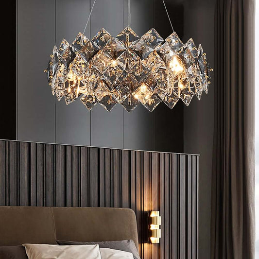 Rose Gold Crystal 6-Light Tiered Chandelier - Modern Elegance Main Product Image