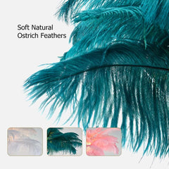 Rose Gold & Green Art Deco Feather Floor Lamp with Shelf