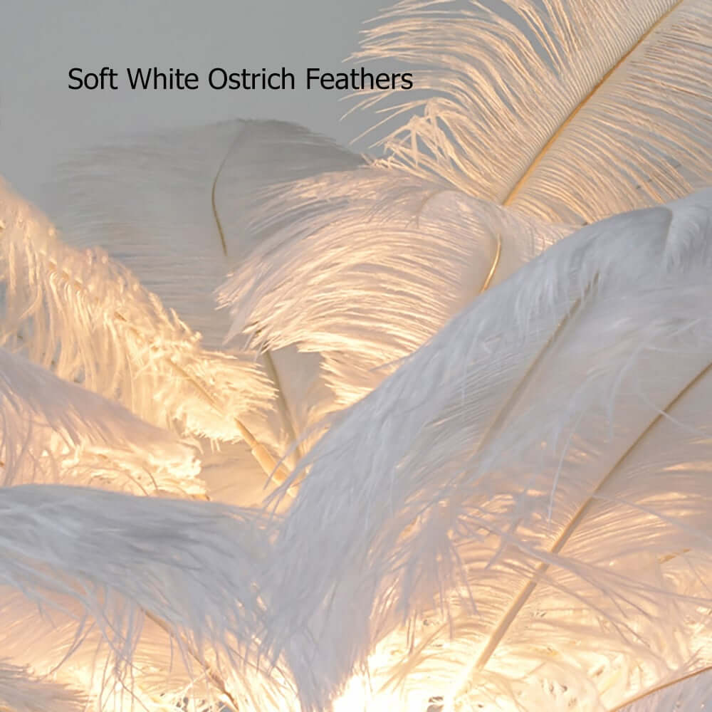 Rose Gold & Green Art Deco Feather Floor Lamp with Shelf