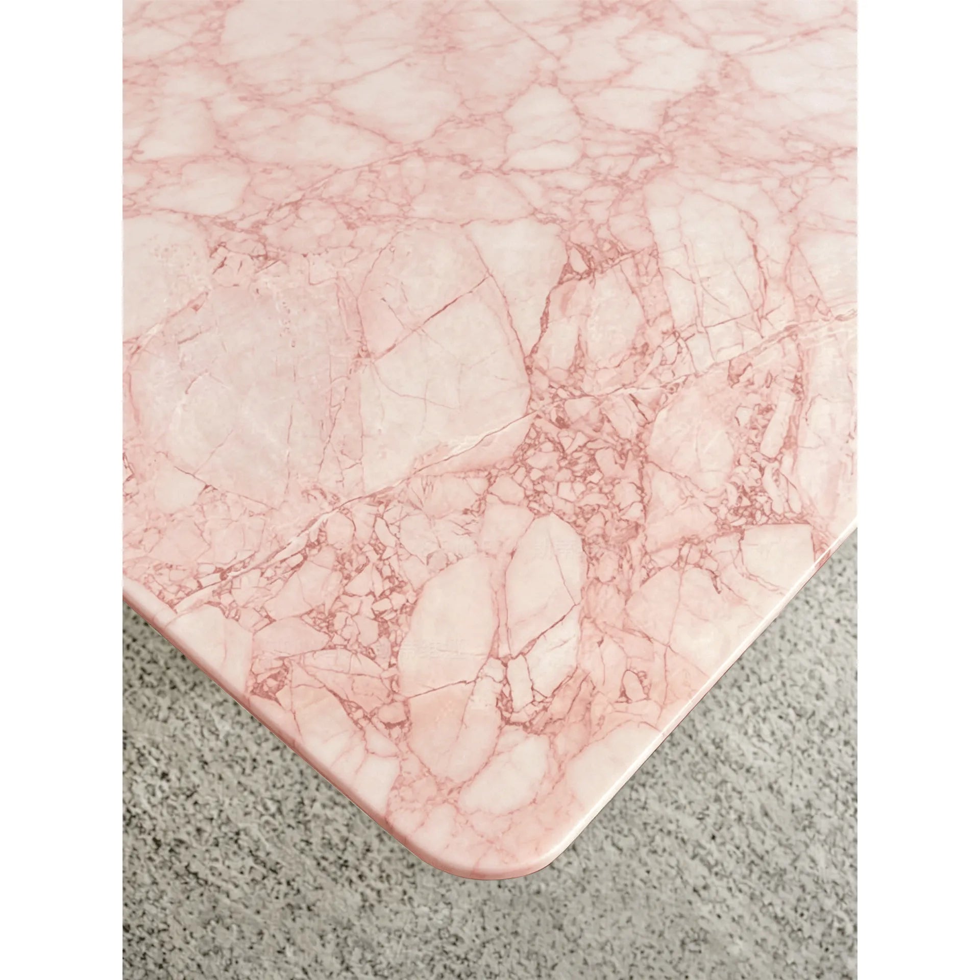 Rose Veined Marble Table with Acrylic Pedestal for Airy Dining