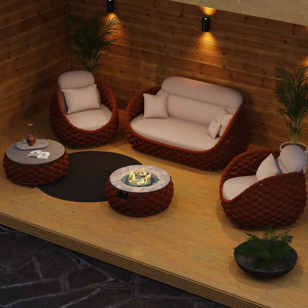 Round Aluminum Alloy Smokeless Propane Fire Pit Table