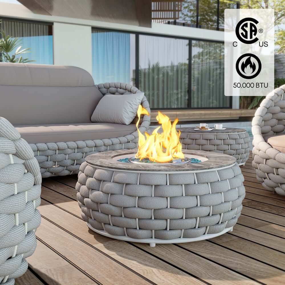 Round Aluminum Alloy Smokeless Propane Fire Pit Table