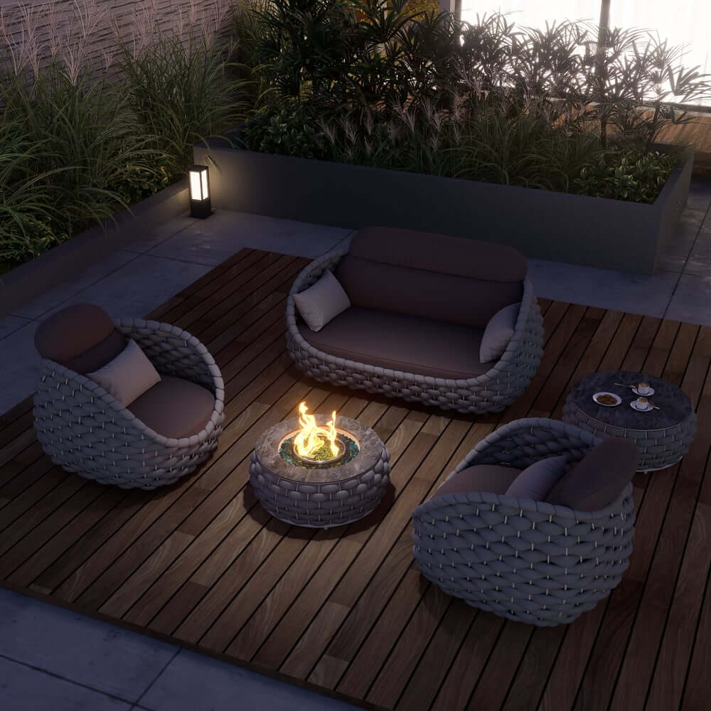 Round Aluminum Alloy Smokeless Propane Fire Pit Table