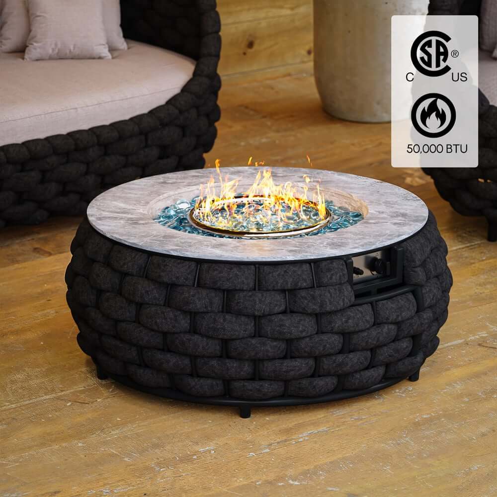 Round Aluminum Alloy Smokeless Propane Fire Pit Table