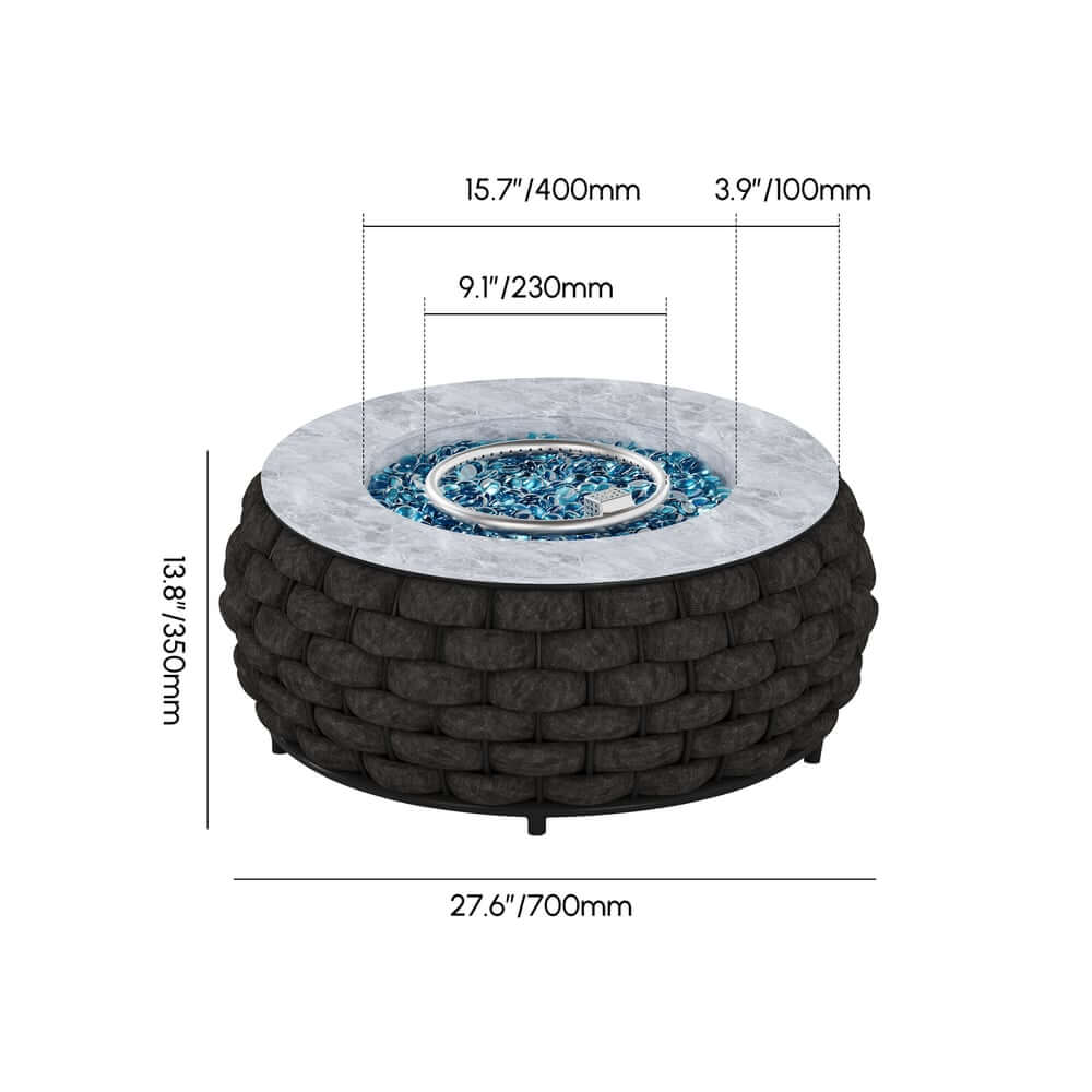 Round Aluminum Alloy Smokeless Propane Fire Pit Table Dimensions