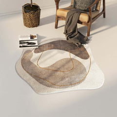 Round Modern Faux Cashmere Area Rug with Abstract Design