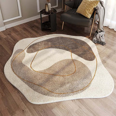 Round Modern Faux Cashmere Area Rug with Abstract Design