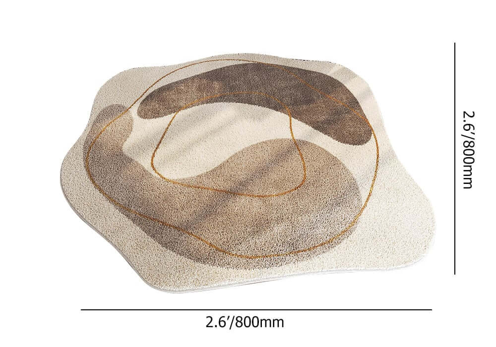 Round Modern Faux Cashmere Area Rug with Abstract Design Dimensions