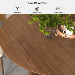 Round Pine Wood Dining Table - Japandi Aesthetic, Seats 8