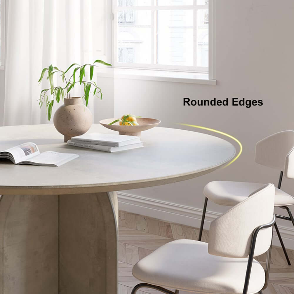 Round Pine Wood Dining Table - Japandi Aesthetic, Seats 8