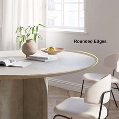 Round Pine Wood Dining Table - Japandi Aesthetic, Seats 8