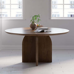 Round Pine Wood Dining Table - Japandi Aesthetic, Seats 8
