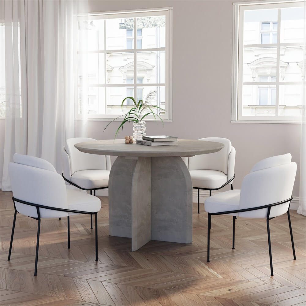 Round Pine Wood Dining Table - Japandi Aesthetic, Seats 8