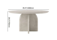 Round Pine Wood Dining Table - Japandi Aesthetic, Seats 8 Dimensions