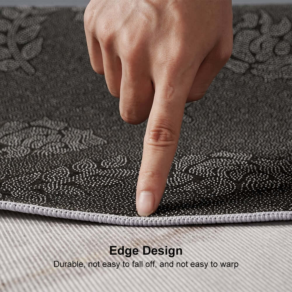 Round Polyester Velvet Area Rug with Abstract Gray and Gold Design