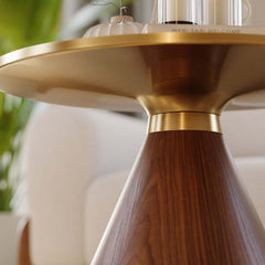 Round Sintered Stone Coffee Table Set - Walnut Finish