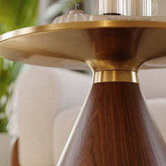 Round Sintered Stone Coffee Table Set - Walnut Finish